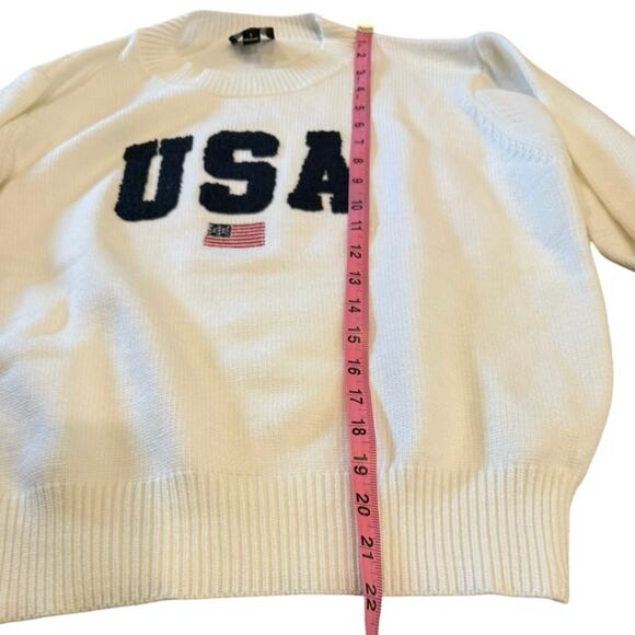 LUMIERE USA Graphic Sweater Cream Knit Crewneck Long Sleeve Women's Size S - Picture 4 of 4